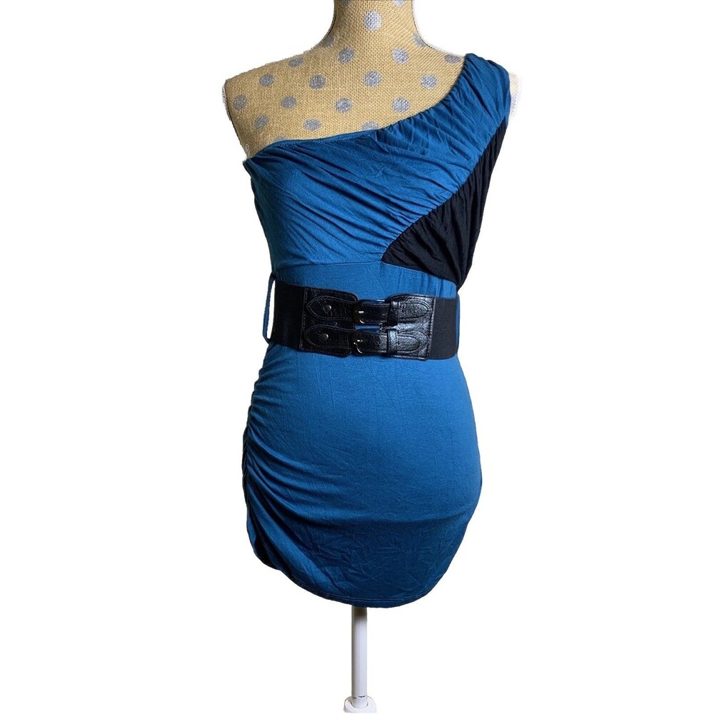 VtG New Mode Y2K Babydoll Belted Top One Shoulder Mcbling 90s Grunge Runs Small